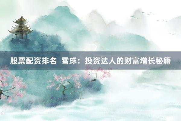 股票配资排名  雪球：投资达人的财富增长秘籍