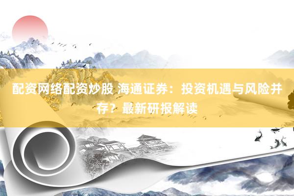 配资网络配资炒股 海通证券：投资机遇与风险并存？最新研报解读
