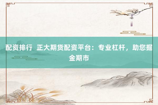 配资排行  正大期货配资平台：专业杠杆，助您掘金期市