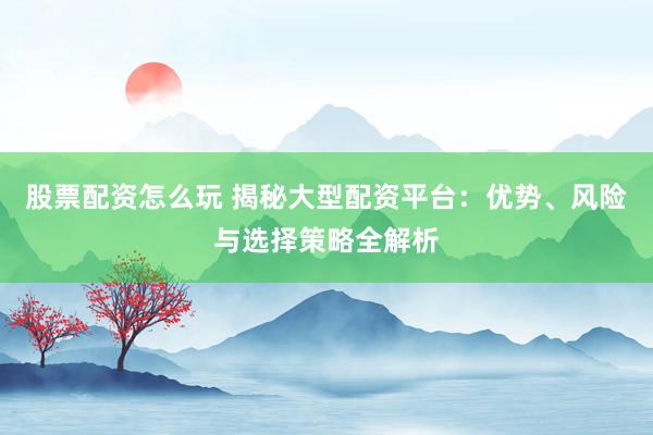 股票配资怎么玩 揭秘大型配资平台：优势、风险与选择策略全解析