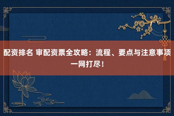 配资排名 审配资票全攻略：流程、要点与注意事项一网打尽！