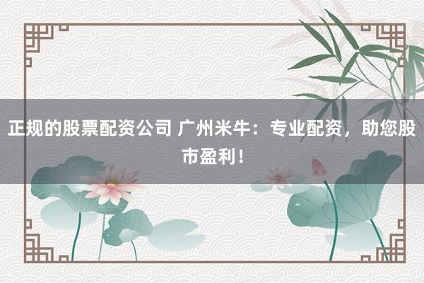 正规的股票配资公司 广州米牛：专业配资，助您股市盈利！