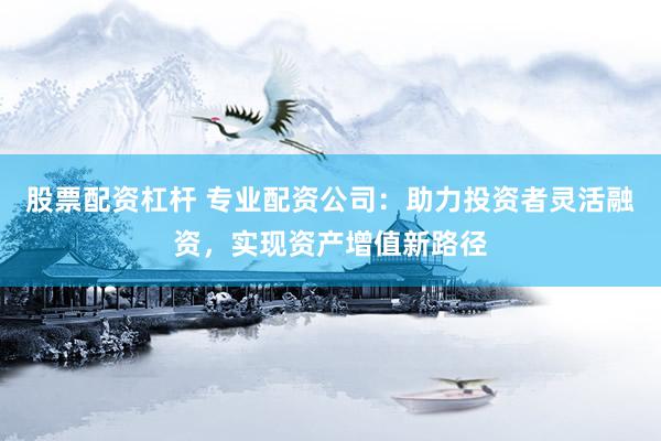 股票配资杠杆 专业配资公司：助力投资者灵活融资，实现资产增值新路径