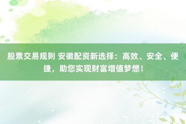股票交易规则 安徽配资新选择:高效、安全、便捷,助您实现财富增值梦想!