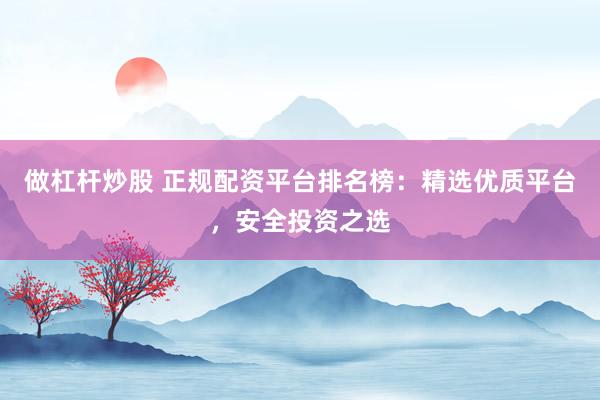 做杠杆炒股 正规配资平台排名榜:精选优质平台,安全投资之选