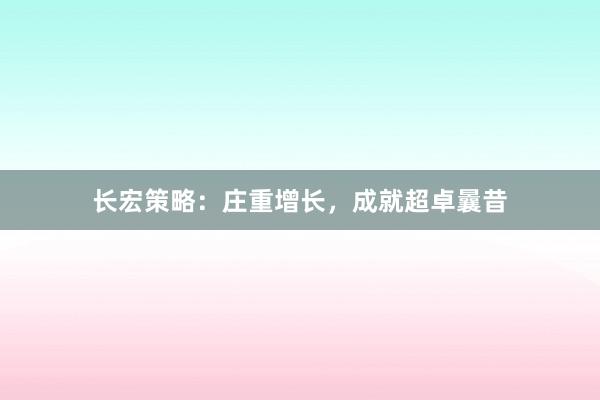 长宏策略：庄重增长，成就超卓曩昔