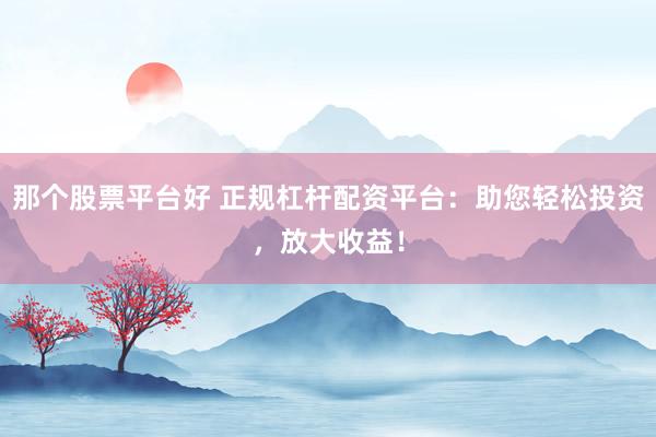 那个股票平台好 正规杠杆配资平台：助您轻松投资，放大收益！