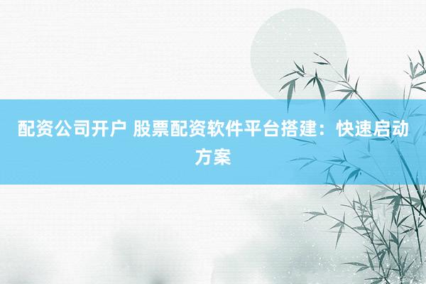 配资公司开户 股票配资软件平台搭建：快速启动方案