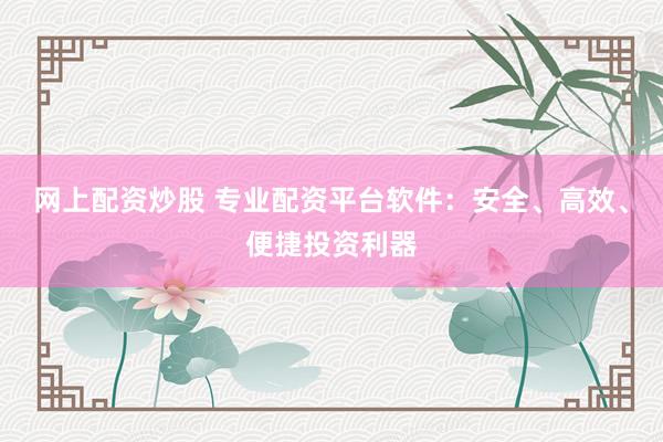 网上配资炒股 专业配资平台软件：安全、高效、便捷投资利器